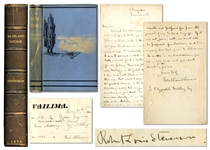 Eloquent Autograph Letter Signed by Robert Louis Stevenson, Bound Within An Inland Voyage First Edition -- I should be strangely made if I were indifferent to the praise of my fellow writers